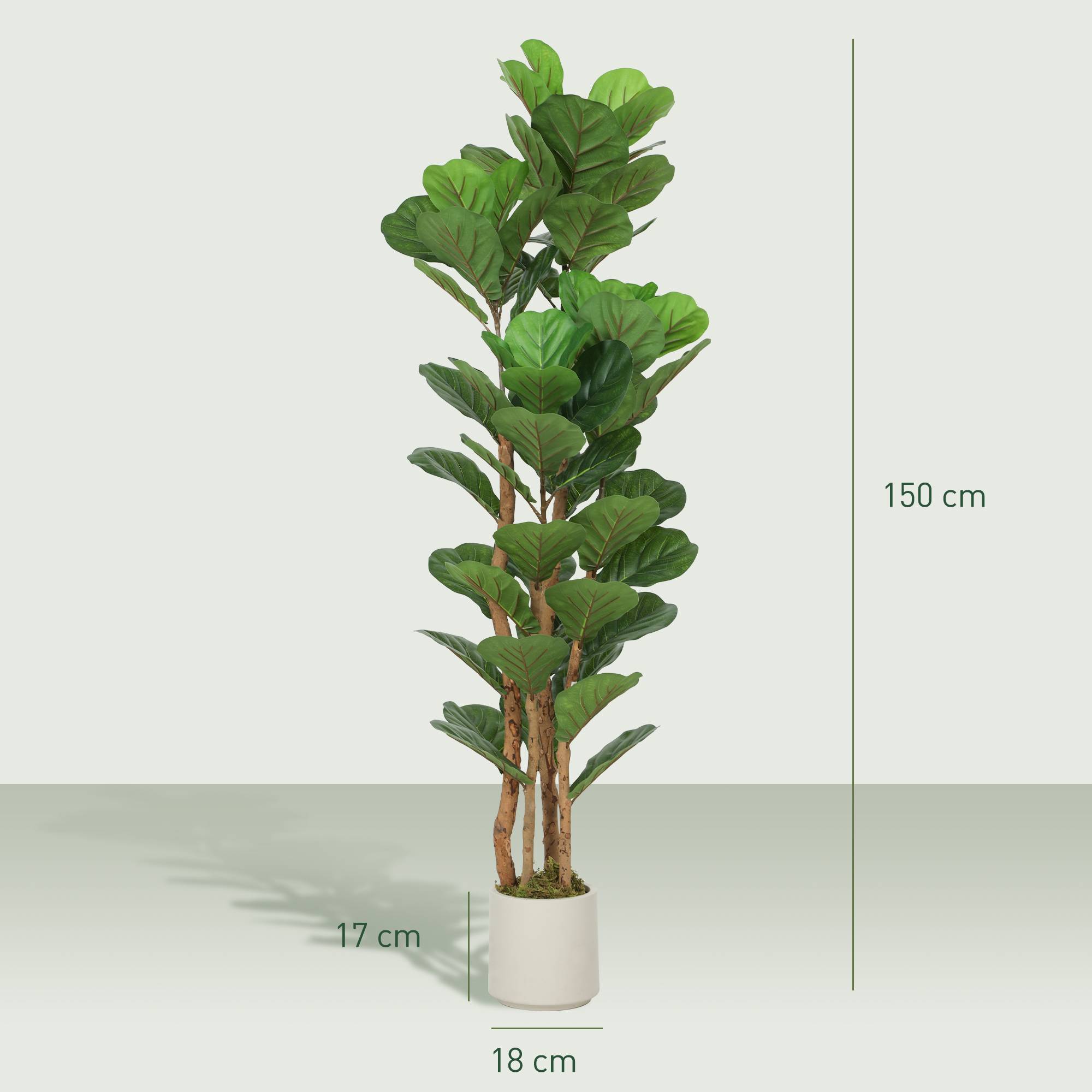 Figuier Artificiel Tronc Bois Plastique Intérieur Modulable 150cm Vert - ComfortXL Outdoor Living - Image 5