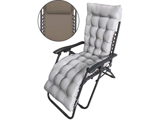 Fauteuil De Jardin Relax Zéro Gravité Avec Coussin Matelassé "sintra" - Taupe -habitat Et Jardin - Image 1