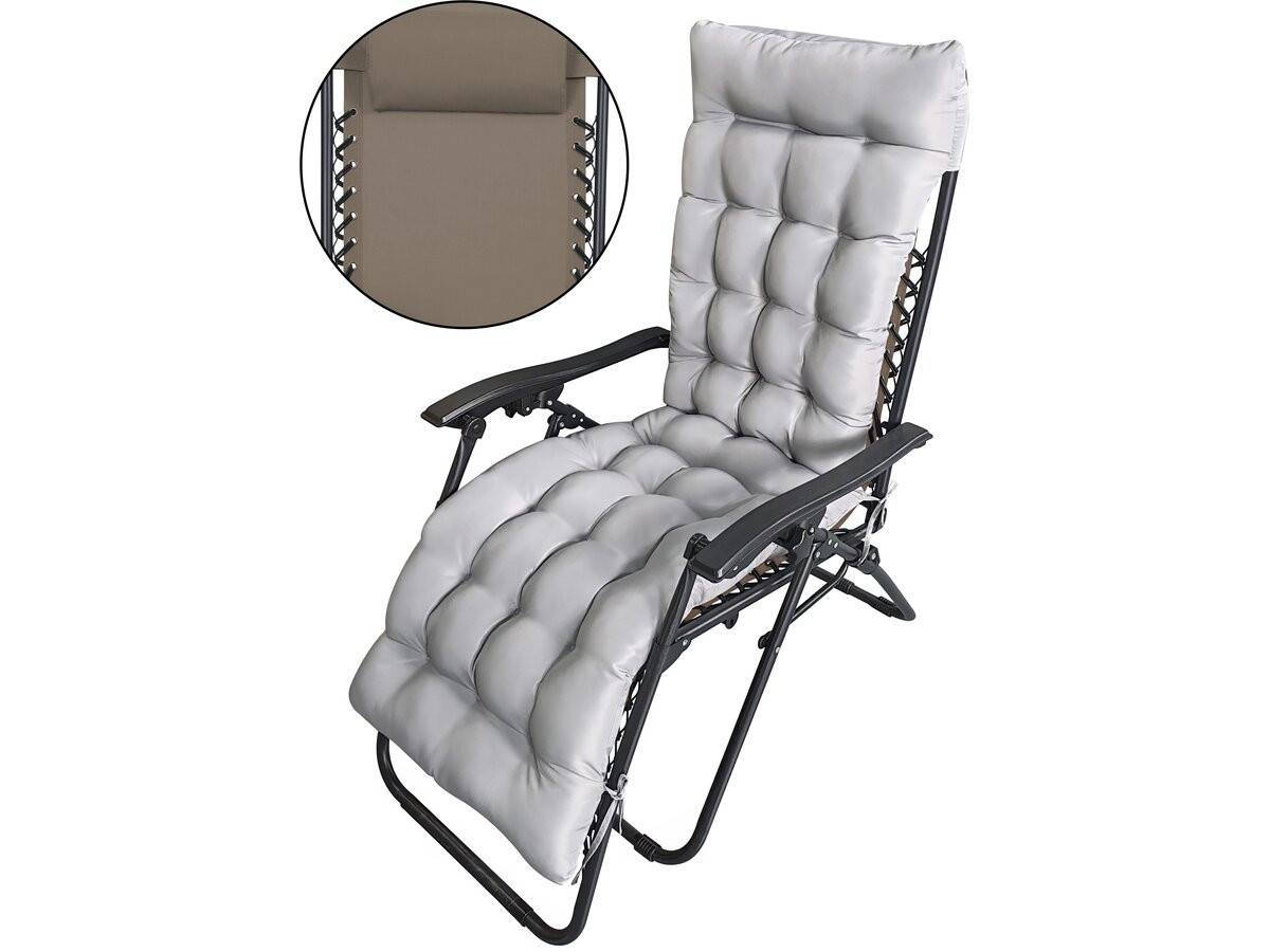 Fauteuil De Jardin Relax Zéro Gravité Avec Coussin Matelassé "sintra" - Taupe -habitat Et Jardin