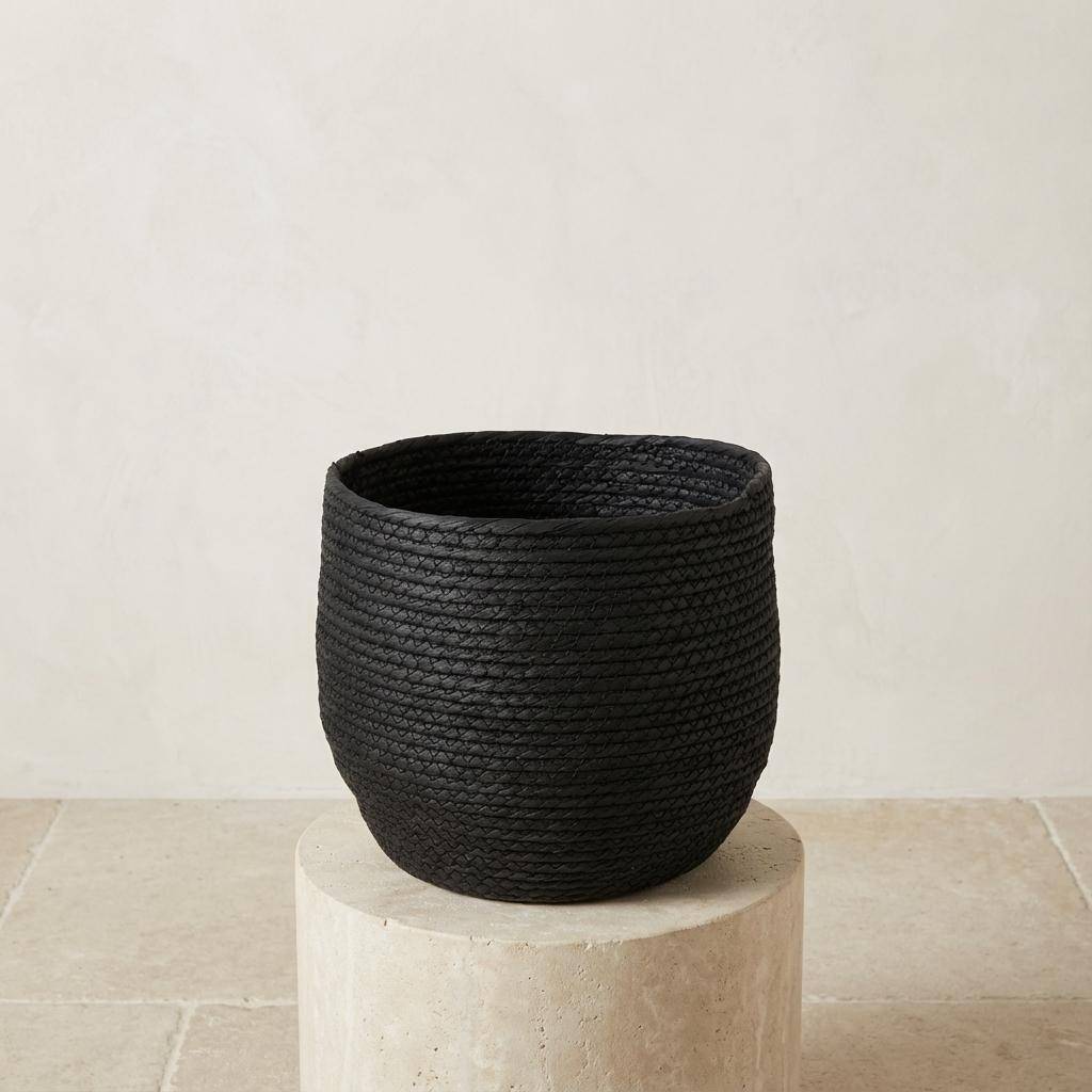 Cache-pot panier noir - D.26cm - Image 2