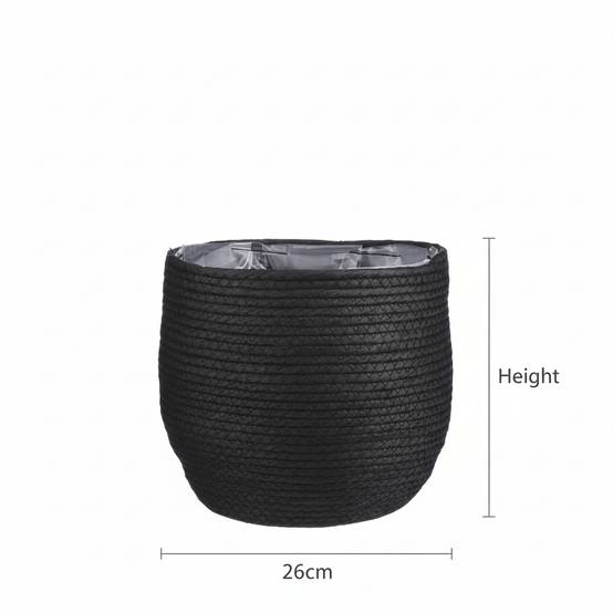 Cache-pot panier noir - D.26cm - Image 3