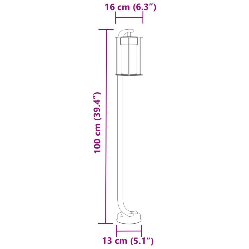 Lampadaire de jardin - Lampadaire d'extérieur noir 100 cm acier inoxydable-JU1063 - Image 7