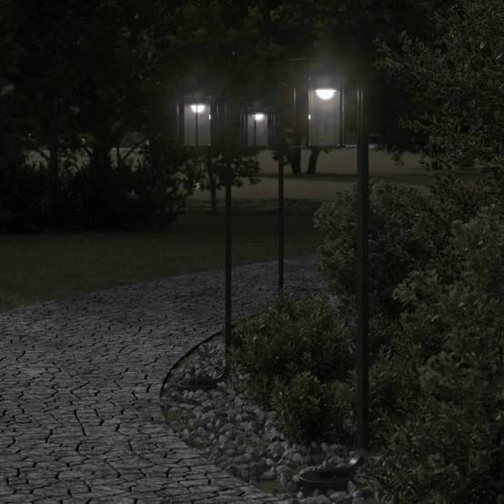 Lampadaire de jardin - Lampadaire d'extérieur noir 100 cm acier inoxydable-JU1063 - Image 2