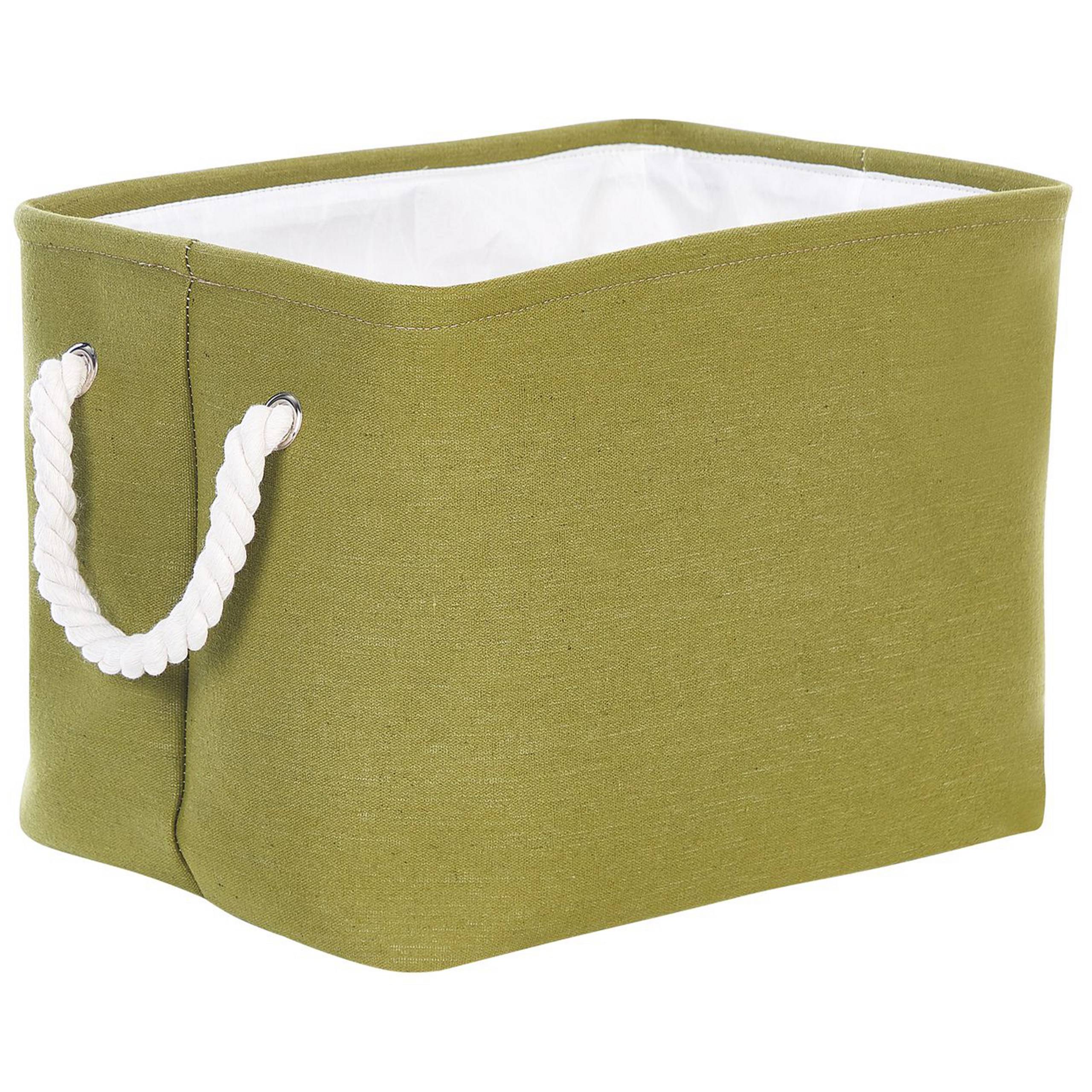 Beliani - Lot de 3 Paniers de Rangement en Tissu Polyester Vert Olive avec Poignées en Corde Boite de Rangement Organisation Salon Chambre Design Traditionnel - Imagen 6