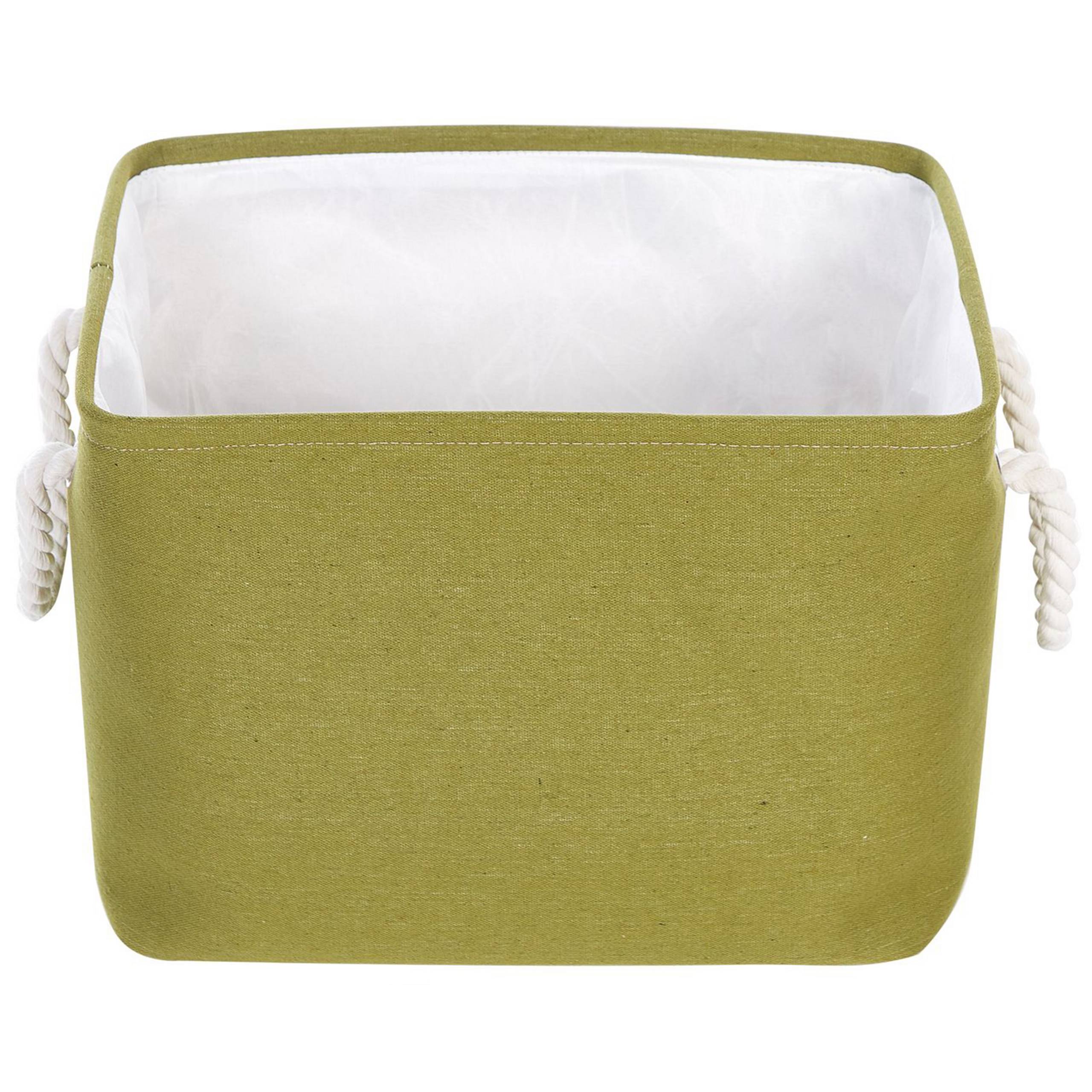 Beliani - Lot de 3 Paniers de Rangement en Tissu Polyester Vert Olive avec Poignées en Corde Boite de Rangement Organisation Salon Chambre Design Traditionnel - Imagen 7