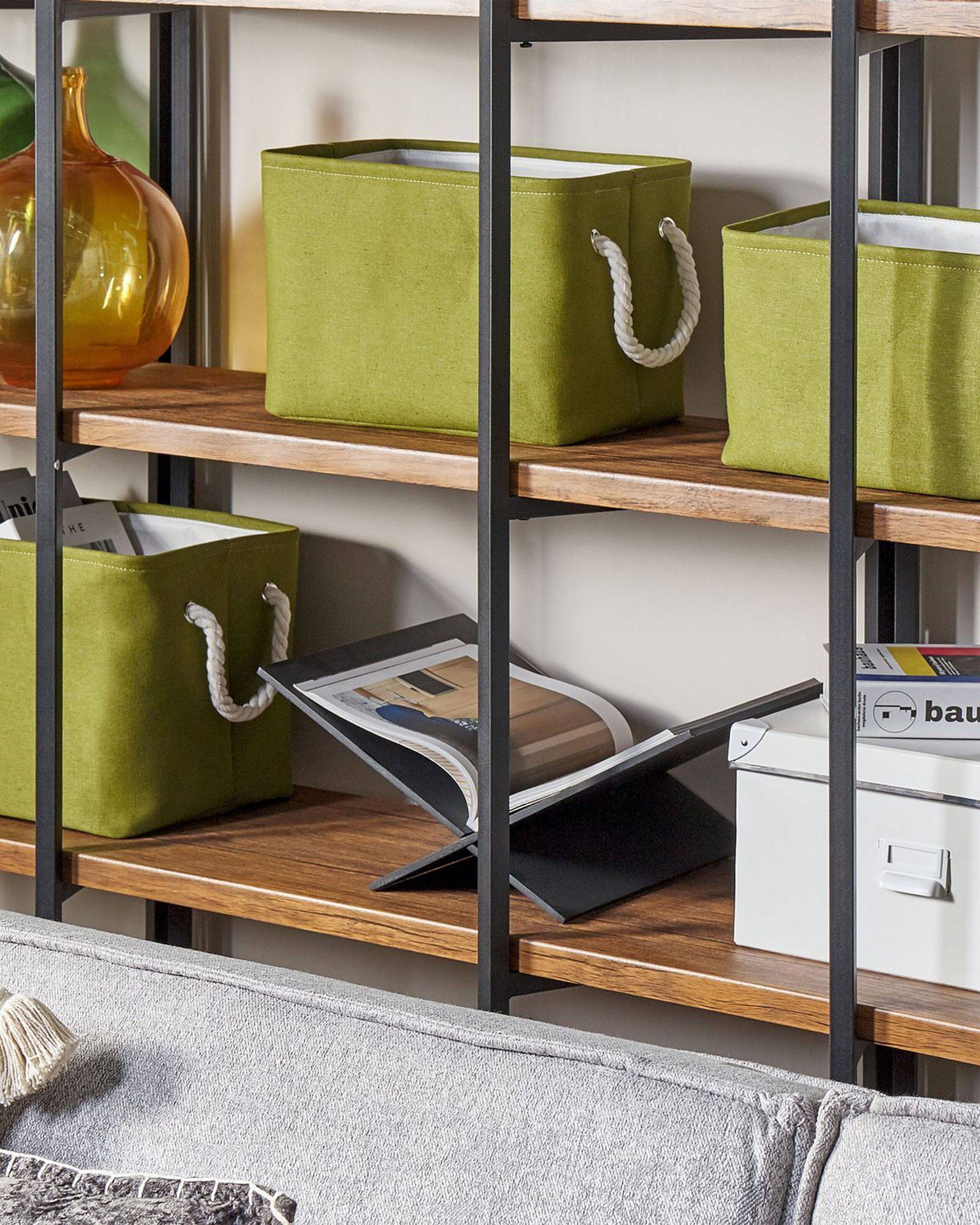 Beliani - Lot de 3 Paniers de Rangement en Tissu Polyester Vert Olive avec Poignées en Corde Boite de Rangement Organisation Salon Chambre Design Traditionnel - Imagen 2