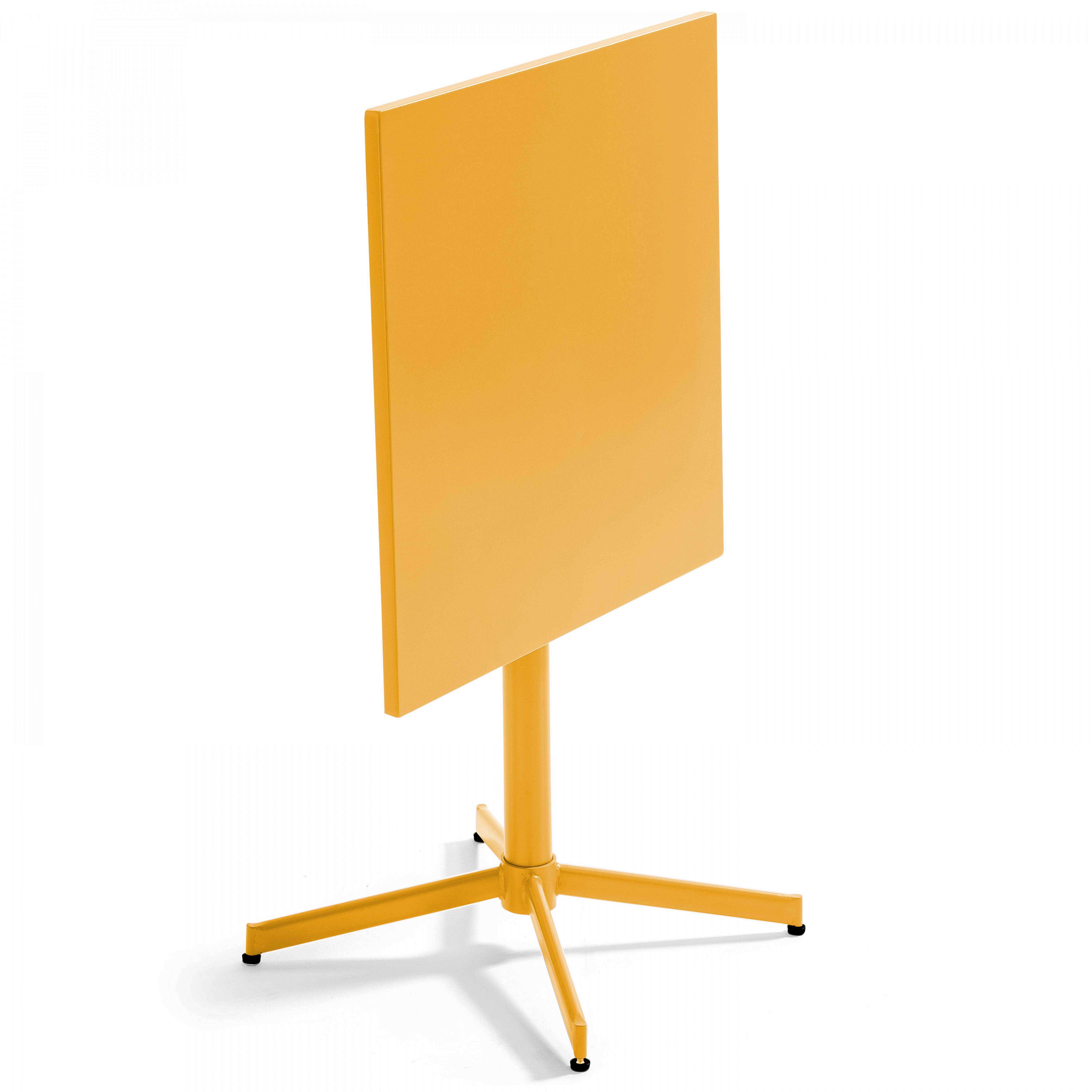Oviala - Ensemble table carrée de jardin inclinable et 2 chaises jaune Palavas - Oviala - Imagen 3