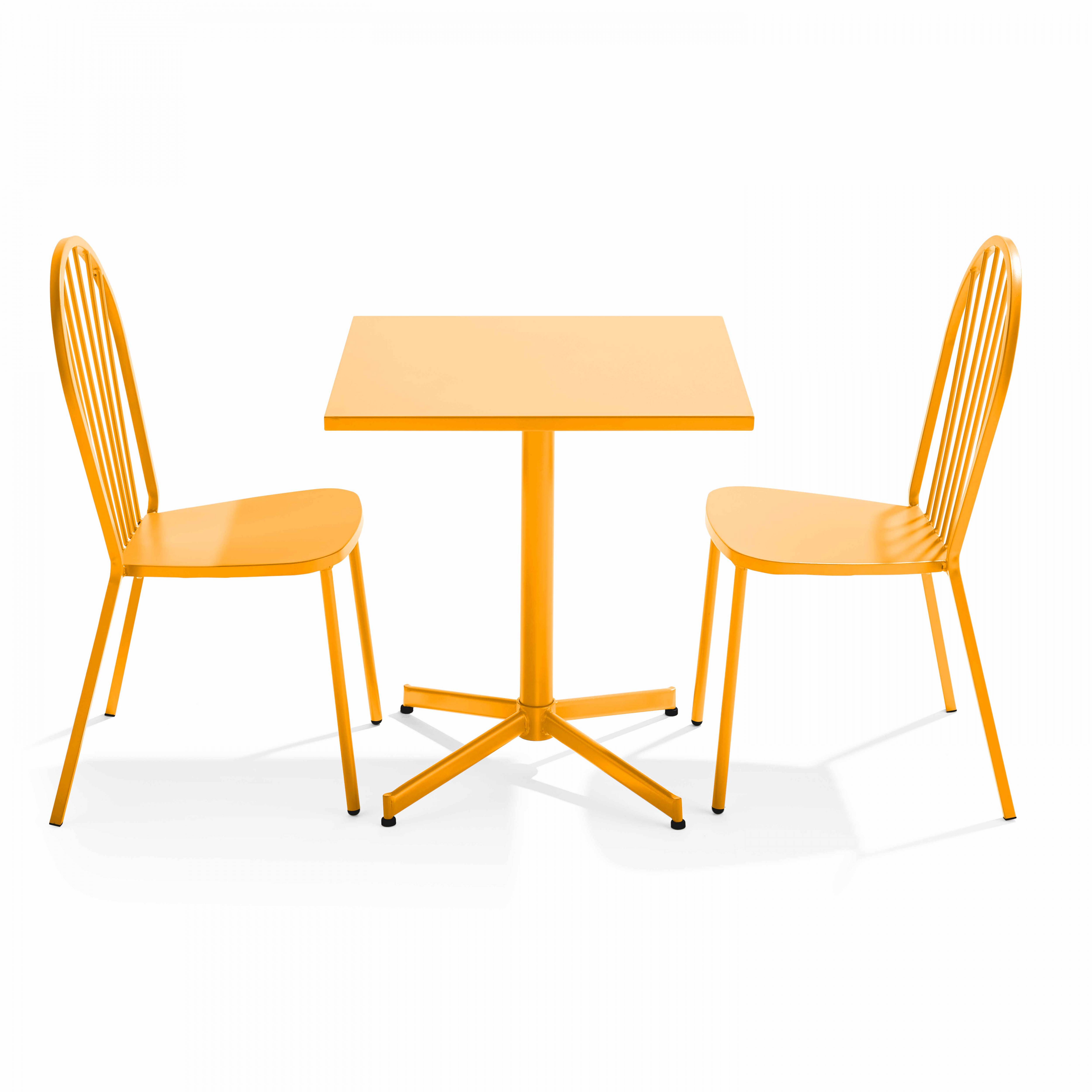 Oviala - Ensemble table carrée de jardin inclinable et 2 chaises jaune Palavas - Oviala - Imagen 1