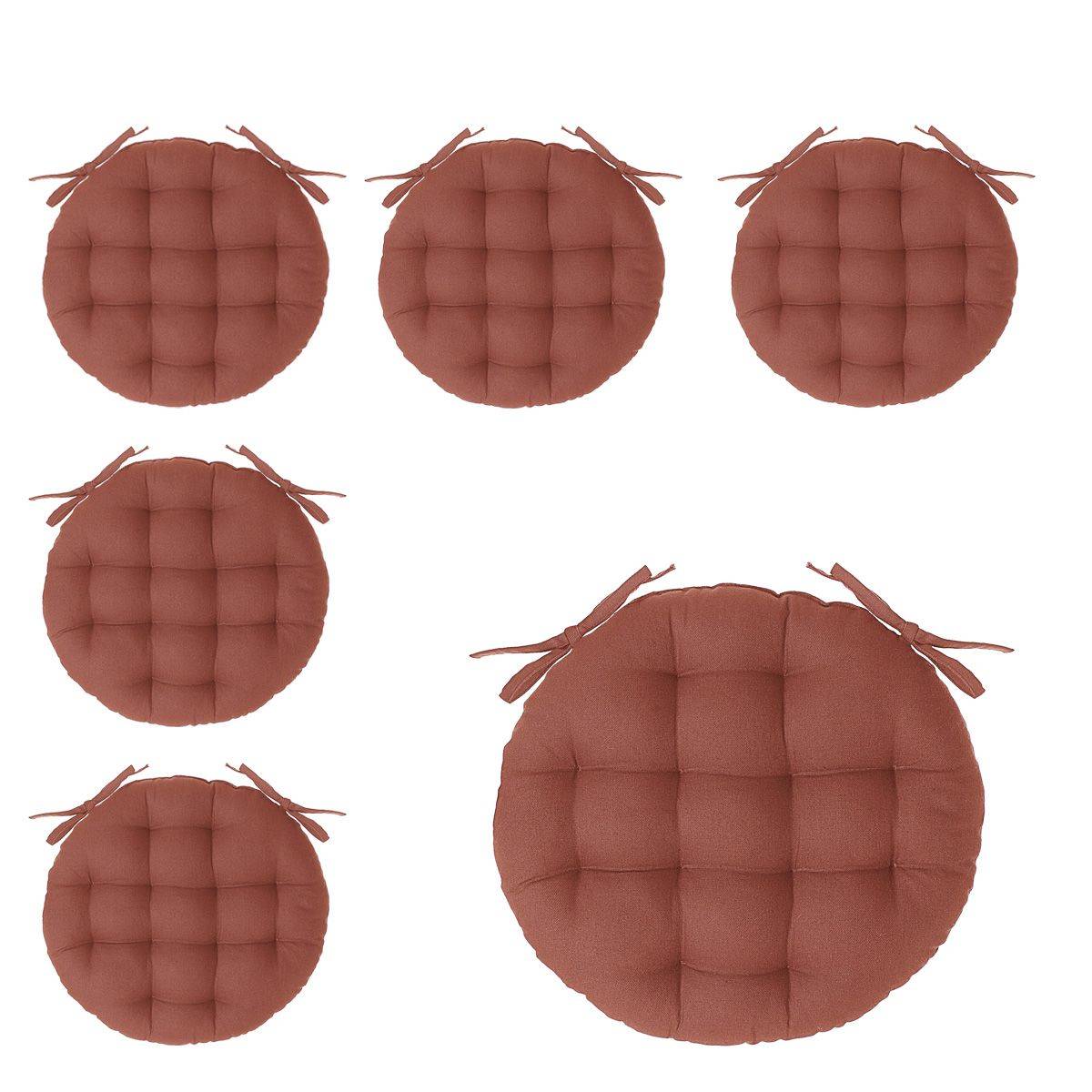 Lot de 6 Galettes de chaise en Coton Terracotta D 38 cm - Imagen 1