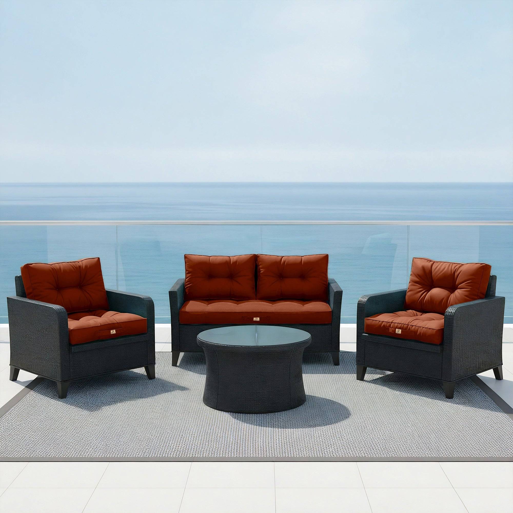 Coussins pour salon de jardin capitonné 60x60cm Terracotta - Déco arts - Image 6