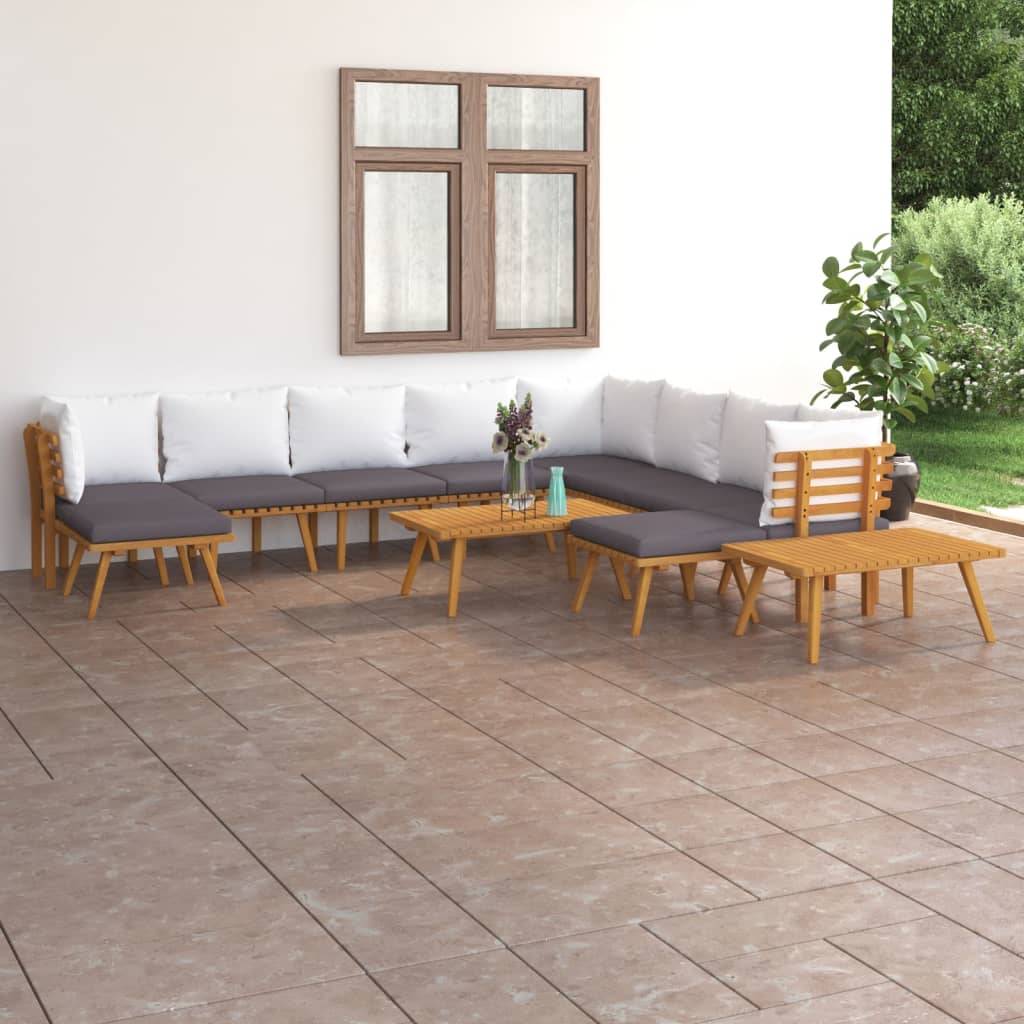 Vidaxl - Salon de jardin 12 pcs avec coussins Bois d'acacia solide vidaXL 3087021 - Imagen 1