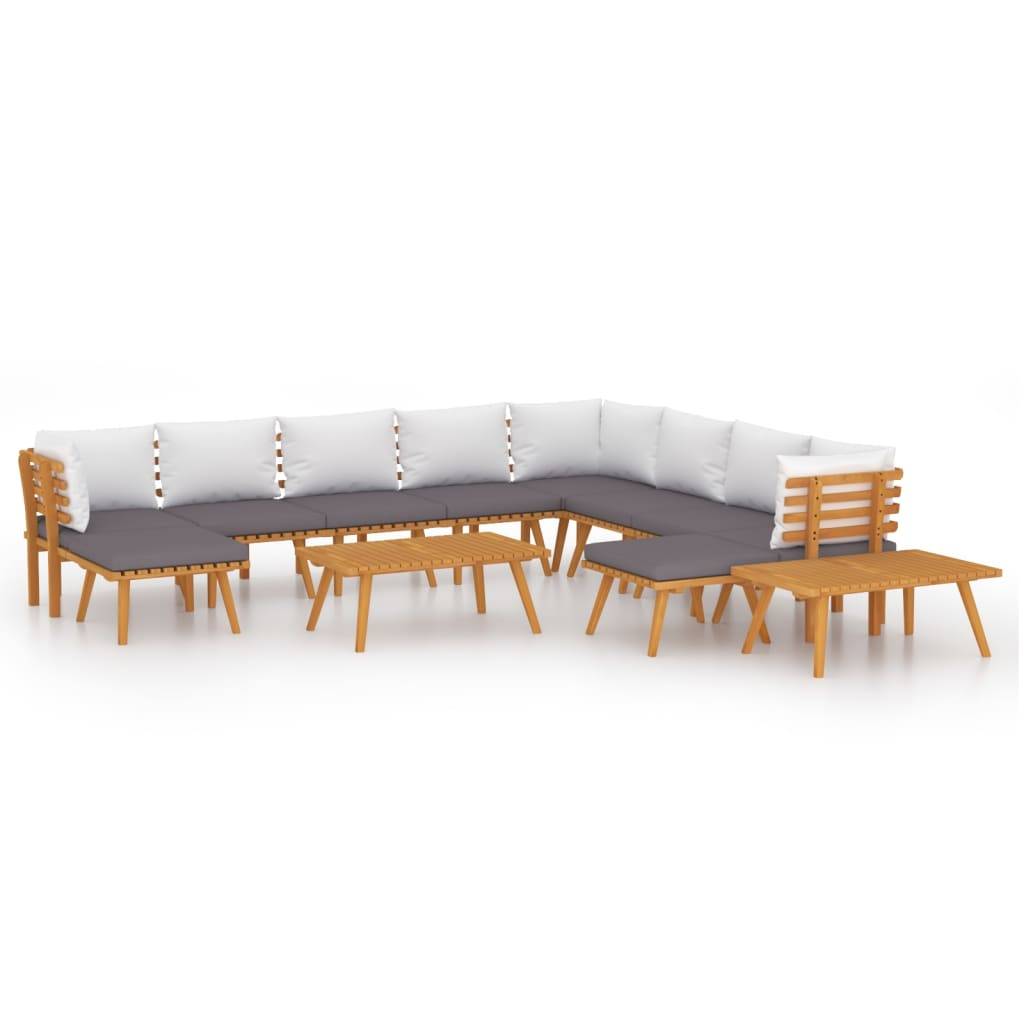 Vidaxl - Salon de jardin 12 pcs avec coussins Bois d'acacia solide vidaXL 3087021 - Imagen 2