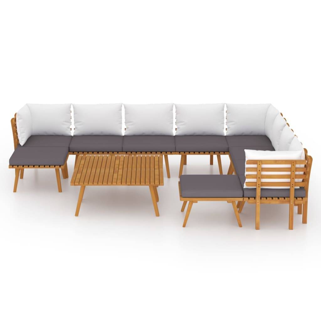 Vidaxl - Salon de jardin 12 pcs avec coussins Bois d'acacia solide vidaXL 3087021 - Imagen 4