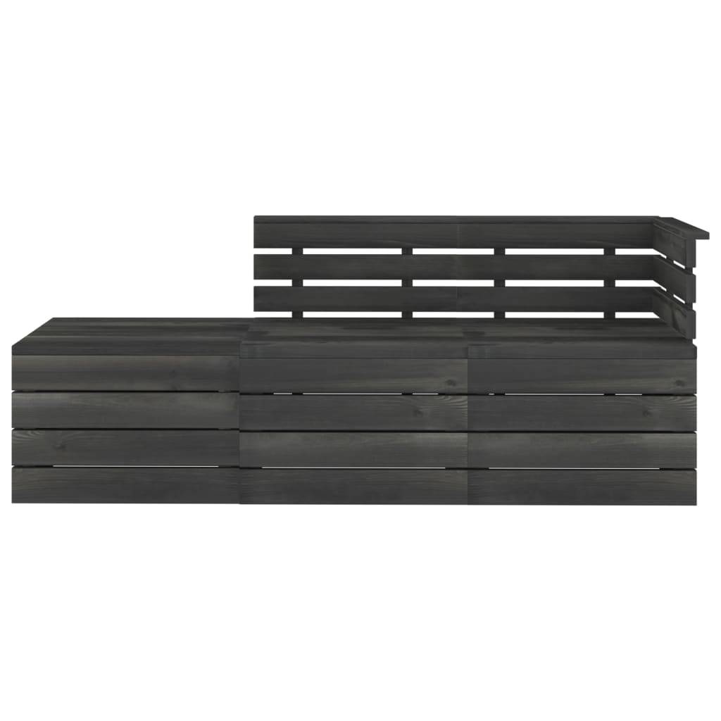 Helloshop26 - Salon de jardin palette meuble d'extérieur ensemble de mobilier 3 pièces bois de pin massif gris foncé - Imagen 2