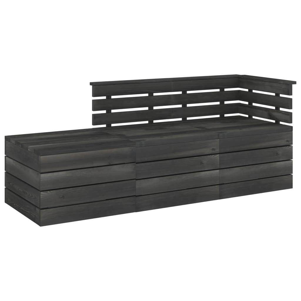 Helloshop26 - Salon de jardin palette meuble d'extérieur ensemble de mobilier 3 pièces bois de pin massif gris foncé - Imagen 1
