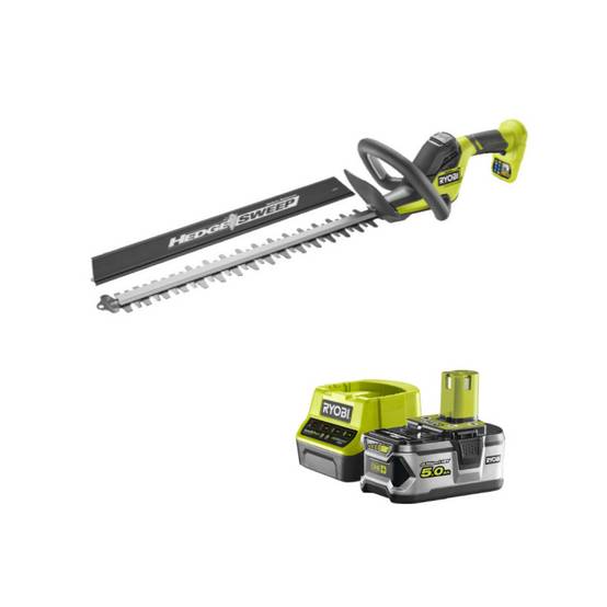 Ryobi - Pack RYOBI Taille-haies 18V One+ Brushless LINEA 45 cm RY18HT45A-0 - 1 Batterie 5.0Ah - 1 Chargeur rapide RC18120-150 - Image 1