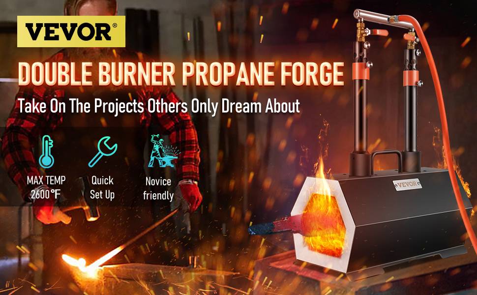 Vevor - VEVOR Forge au Gaz Propane Four de Fusion avec 2 Brûleurs Forgerons Couteliers - Image 9