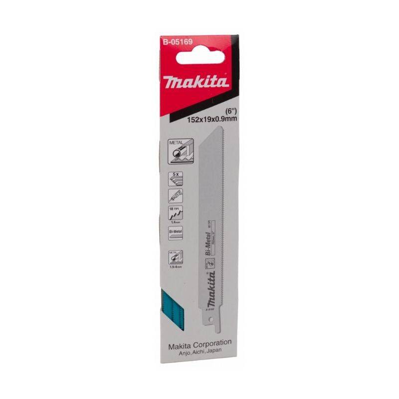 Makita - Lot de 5 lames de scie sabre MAKITA B-05169 Bi-Métal flexibles pour acier et Inox (2,5 à 3,5 mm) et métaux non ferreux 150 mm Makita - Imagen 2