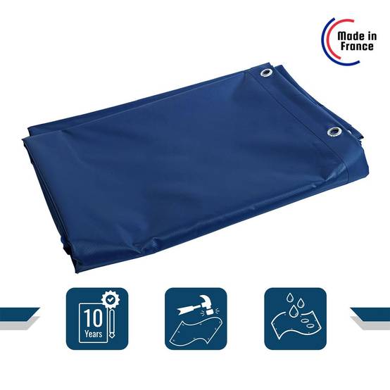 Bâche PVC 2x3 m Bleue - Garantie 10 ans - XP640MU - Bâche de protection étanche - Résistance Anti-UV - Made in France TECPLAST - Imagen 2