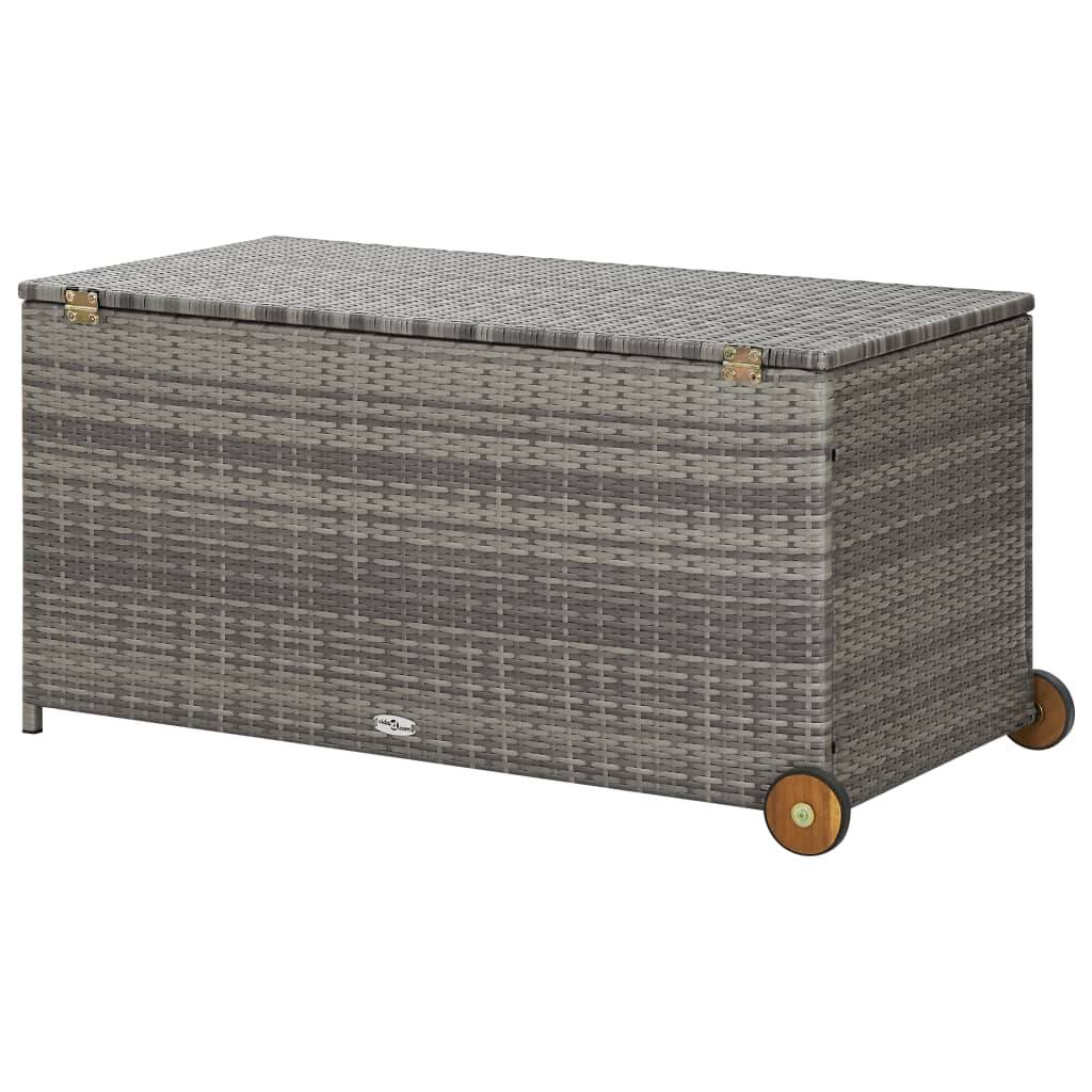 Helloshop26 - Coffre boîte meuble de jardin rangement 120 x 65 x 61 cm rotin gris clair - Imagen 4