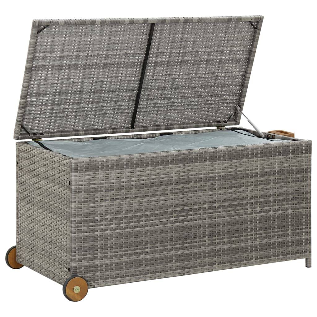 Helloshop26 - Coffre boîte meuble de jardin rangement 120 x 65 x 61 cm rotin gris clair - Imagen 5
