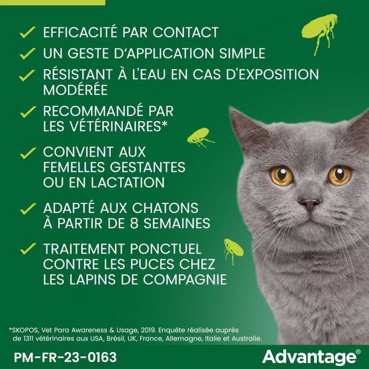 Advantage - Pipetas antipulgas para gato y conejo 1 a 4 kg, 6 x 0,4 ml - ADVANTAGE - Imagen 5