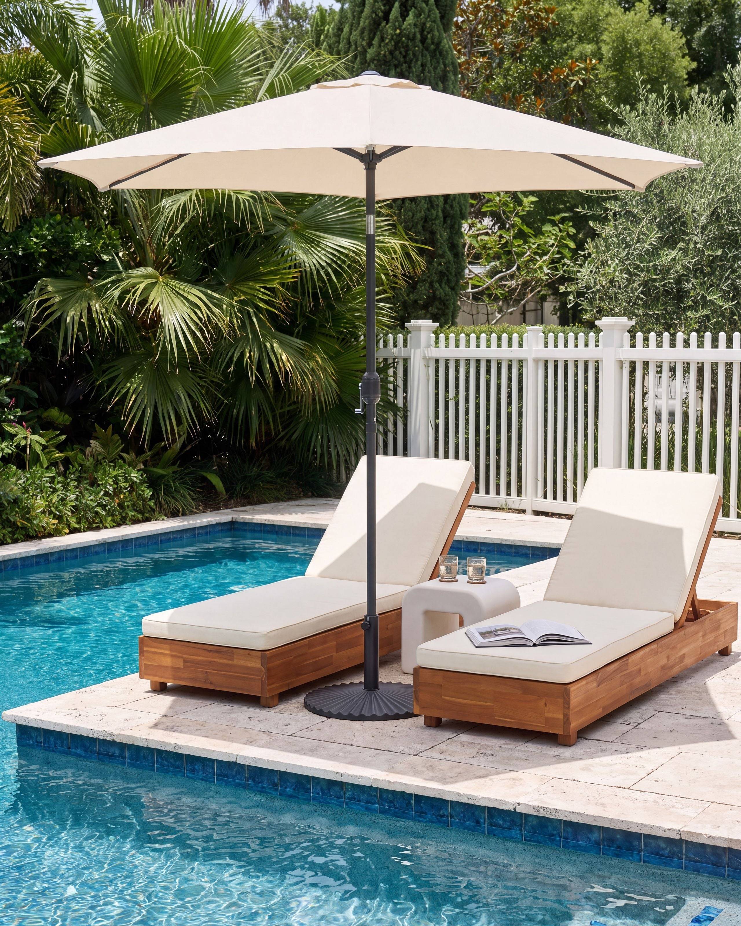 Beliani - Parasol droit Tissu Beige clair VARESE - Beliani - Imagen 1