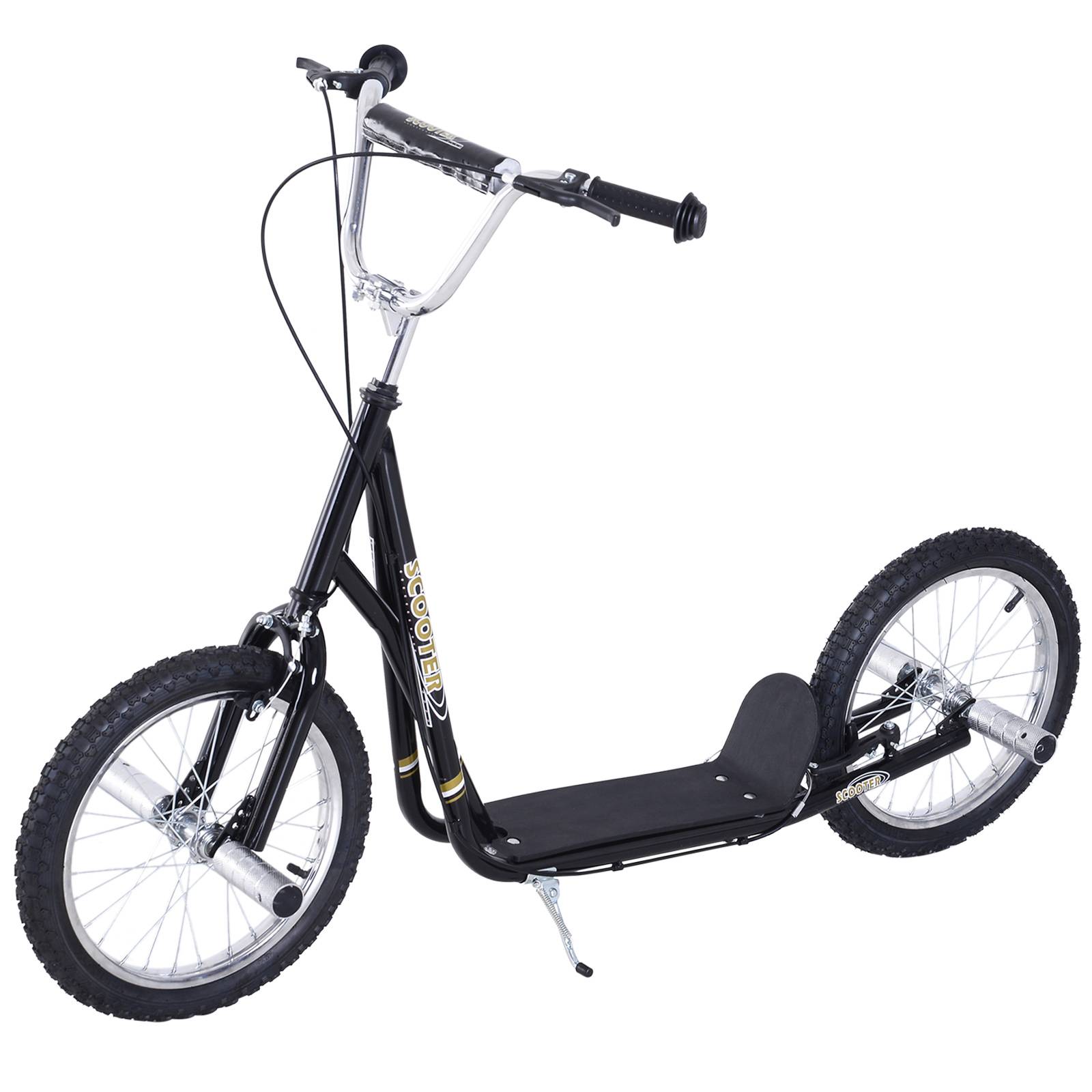 Sans Marque - Trottinette patinette Grandes Roues pneumatiques Ø41 cm Guidon réglable béquille pegs Inclus Acier Noir - Image 2