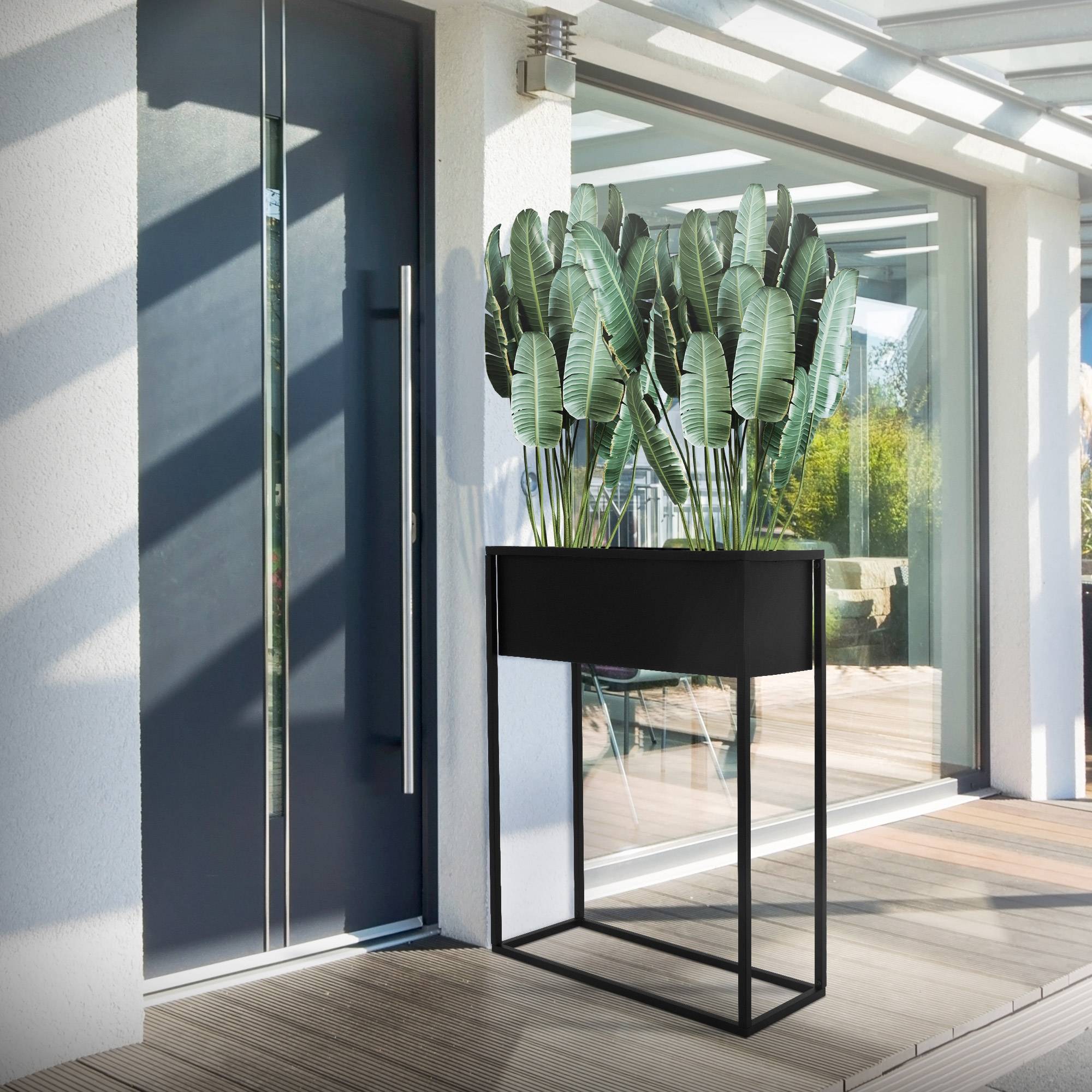 Ml-Design - Support pour plantes en métal noir présentoir porte-fleurs stable 57x22x20 cm - Imagen 6