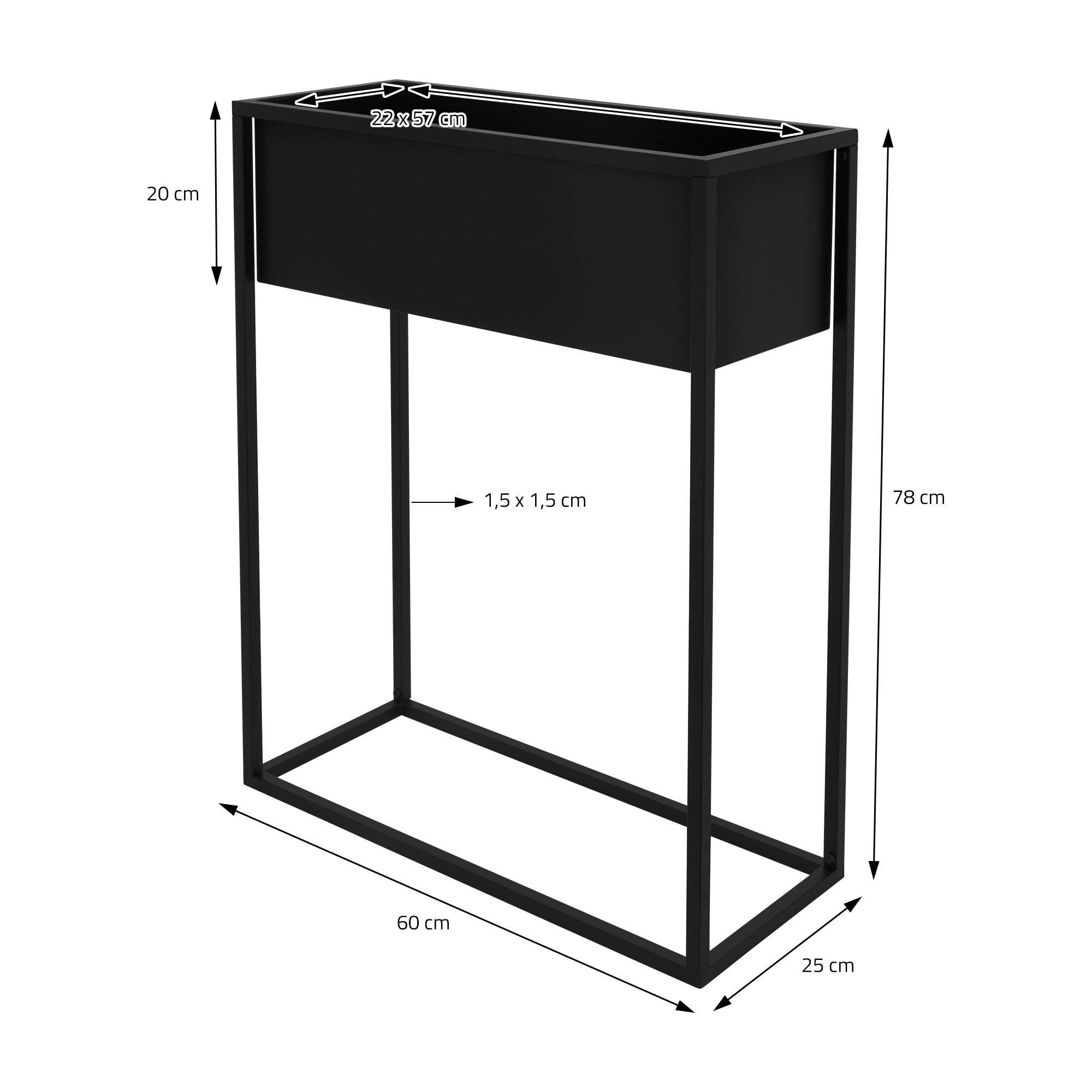 Ml-Design - Support pour plantes en métal noir présentoir porte-fleurs stable 57x22x20 cm - Imagen 5