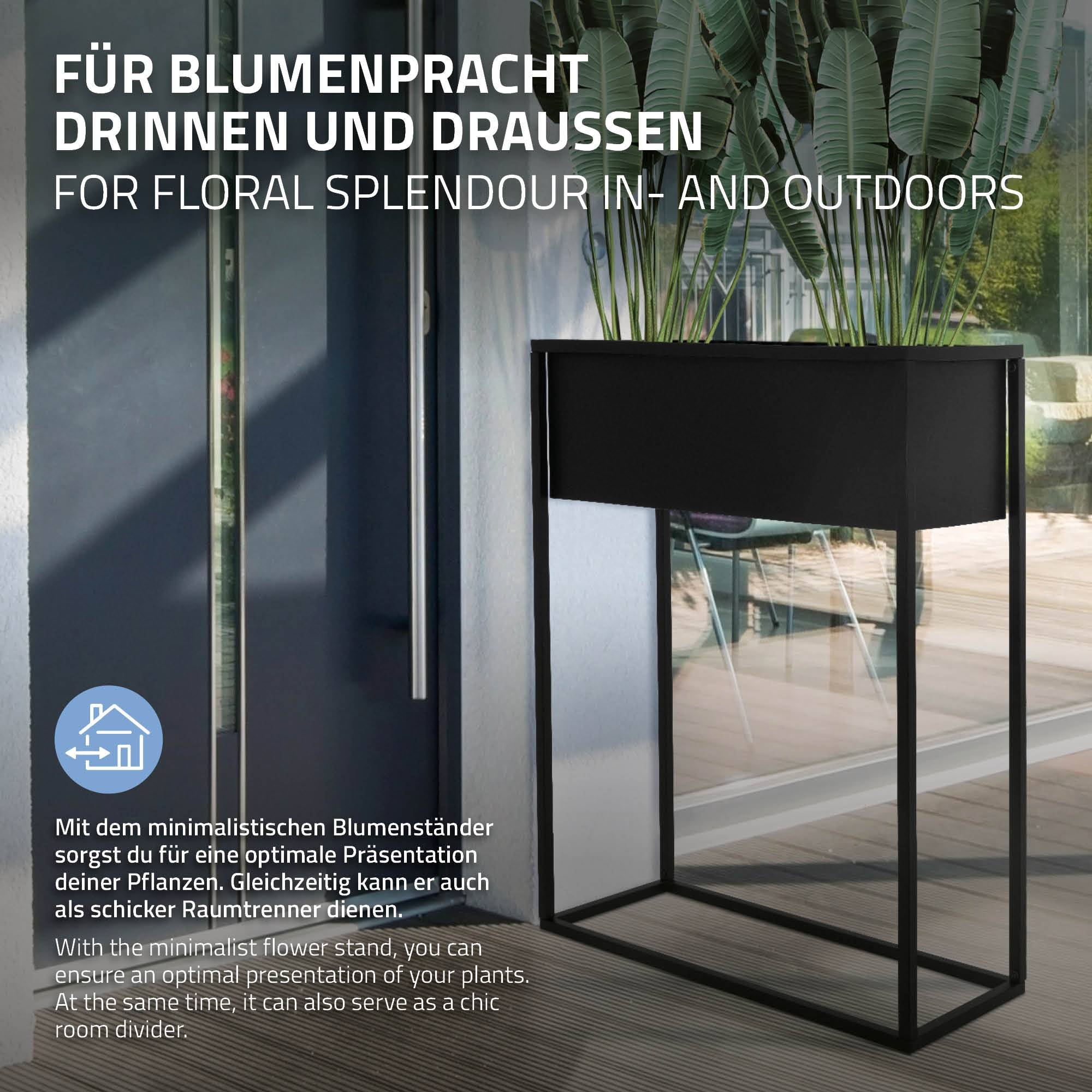 Ml-Design - Support pour plantes en métal noir présentoir porte-fleurs stable 57x22x20 cm - Imagen 4