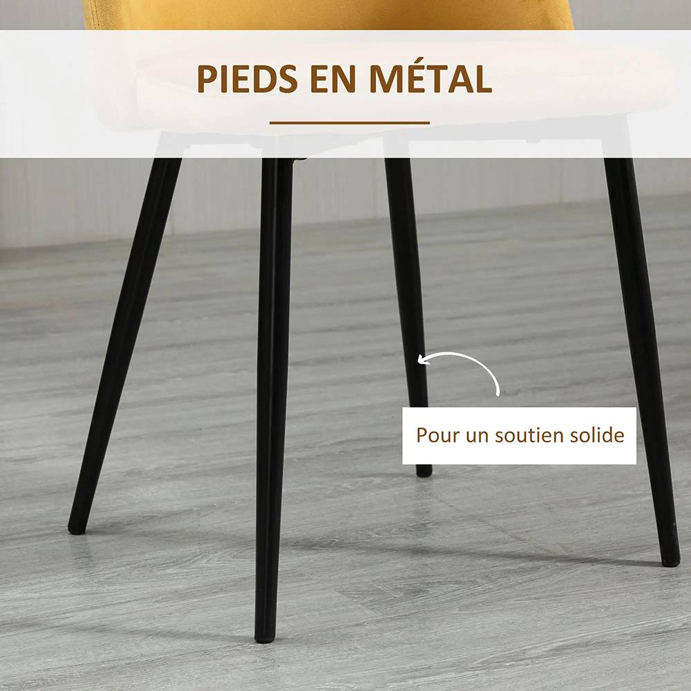 KOMHTOM - Ensemble de 4 chaises de restaurant, rembourrées en velours, avec pieds métalliques fins et élancés. - Image 3
