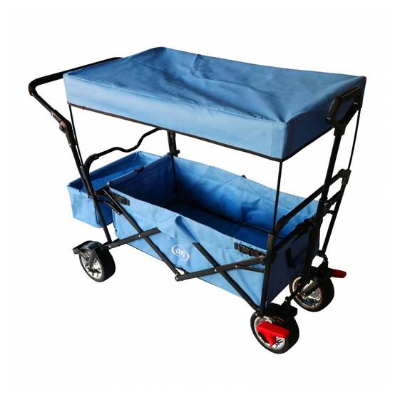 Chariot Pliable avec Toit Bleu AB210 - Idéal pour le Jardin et le Camping - Image 1