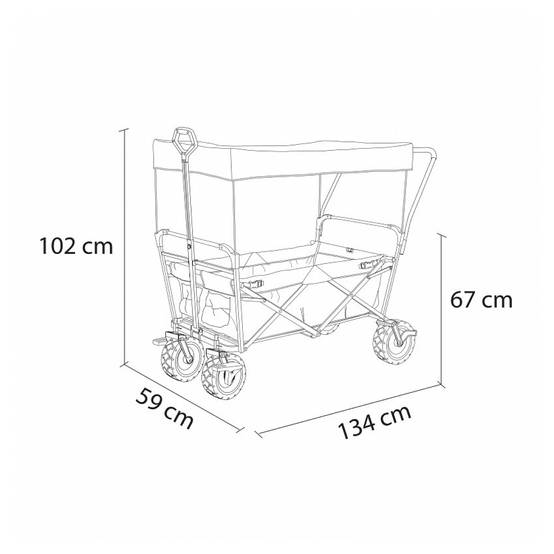 Chariot Pliable avec Toit Bleu AB210 - Idéal pour le Jardin et le Camping - Image 3