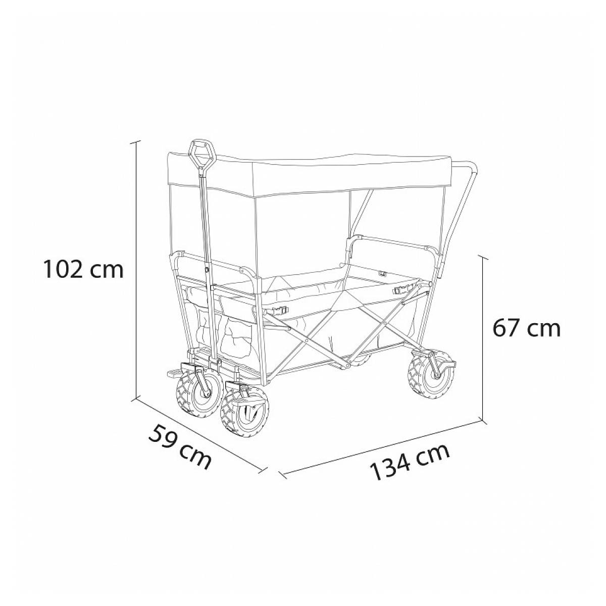 Chariot Pliable avec Toit Bleu AB210 - Idéal pour le Jardin et le Camping - Image 3