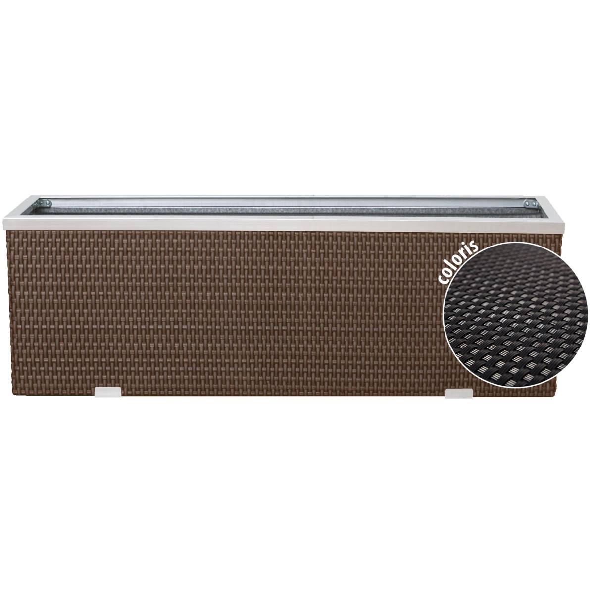 Rattan Art - Jardinière en résine tressée avec cadre en aluminium 98 x 25 x 34 cm Noir - Imagen 1