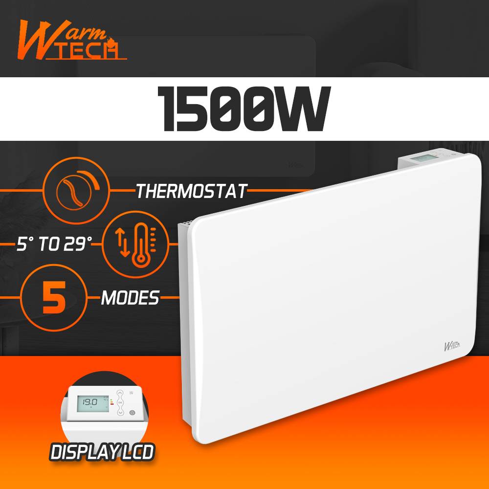 Radiateur inertie céramique 1500 W - IP24 - Fil pilote 6 ordres. - Imagen 2