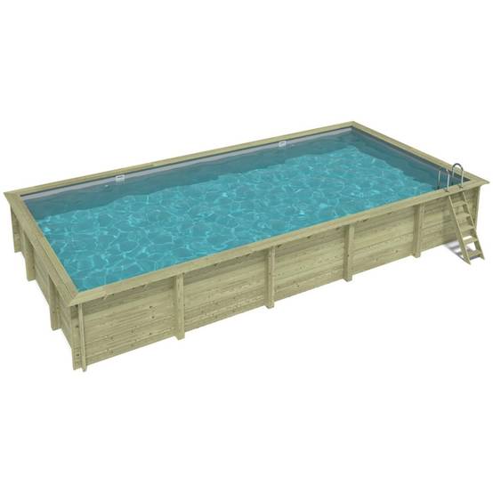 Altanka - Piscine hors sol en bois AQUA 10.2 x 5.2 - H.1.45 m, gris clair, fixations à sceller - BAS7310OSPI2 - ALTANKA - Image 1