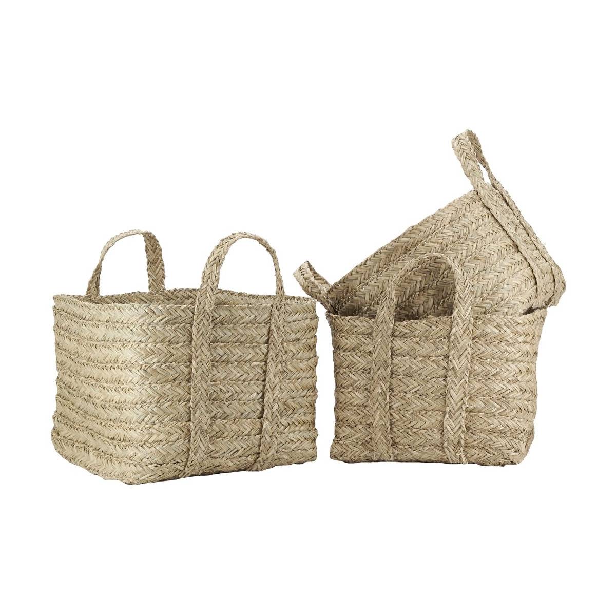Aubry Gaspard - Corbeilles carrées en jonc naturel tressé (lot de 3) - Imagen 1