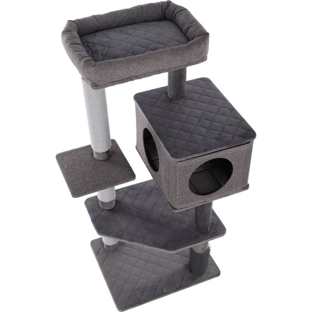 Flamingo - Arbre à chat Fulgur Gris 76 x 58 x H 125 pour chat - Imagen 4