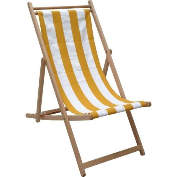 Transat Chilienne agrafée - JARDIN PRIVE - Rayures - Jaune / Blanc - Image 1