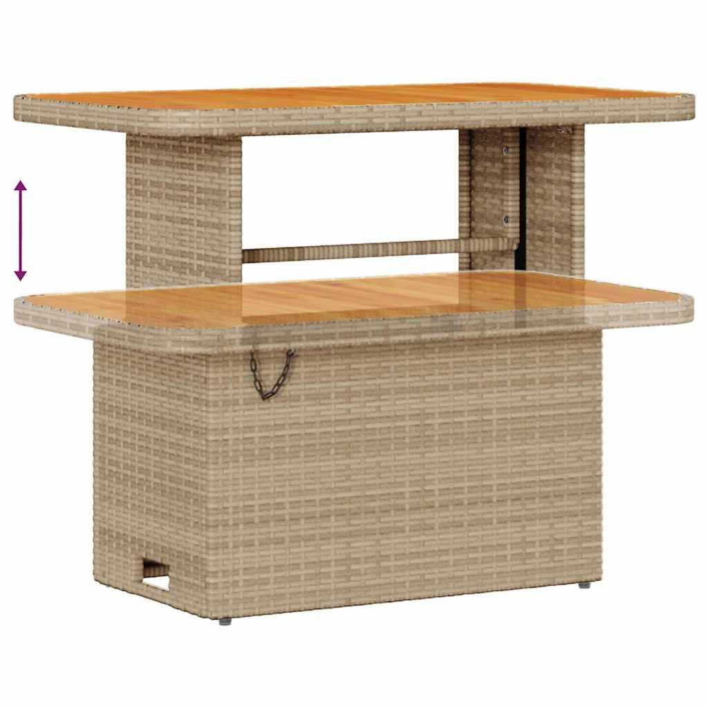 Salon de jardin 8 places résine tressée et acacia avec poufs modulable pour terrasse beige 9 pcs – ComfortXL Outdoor Living - Image 9