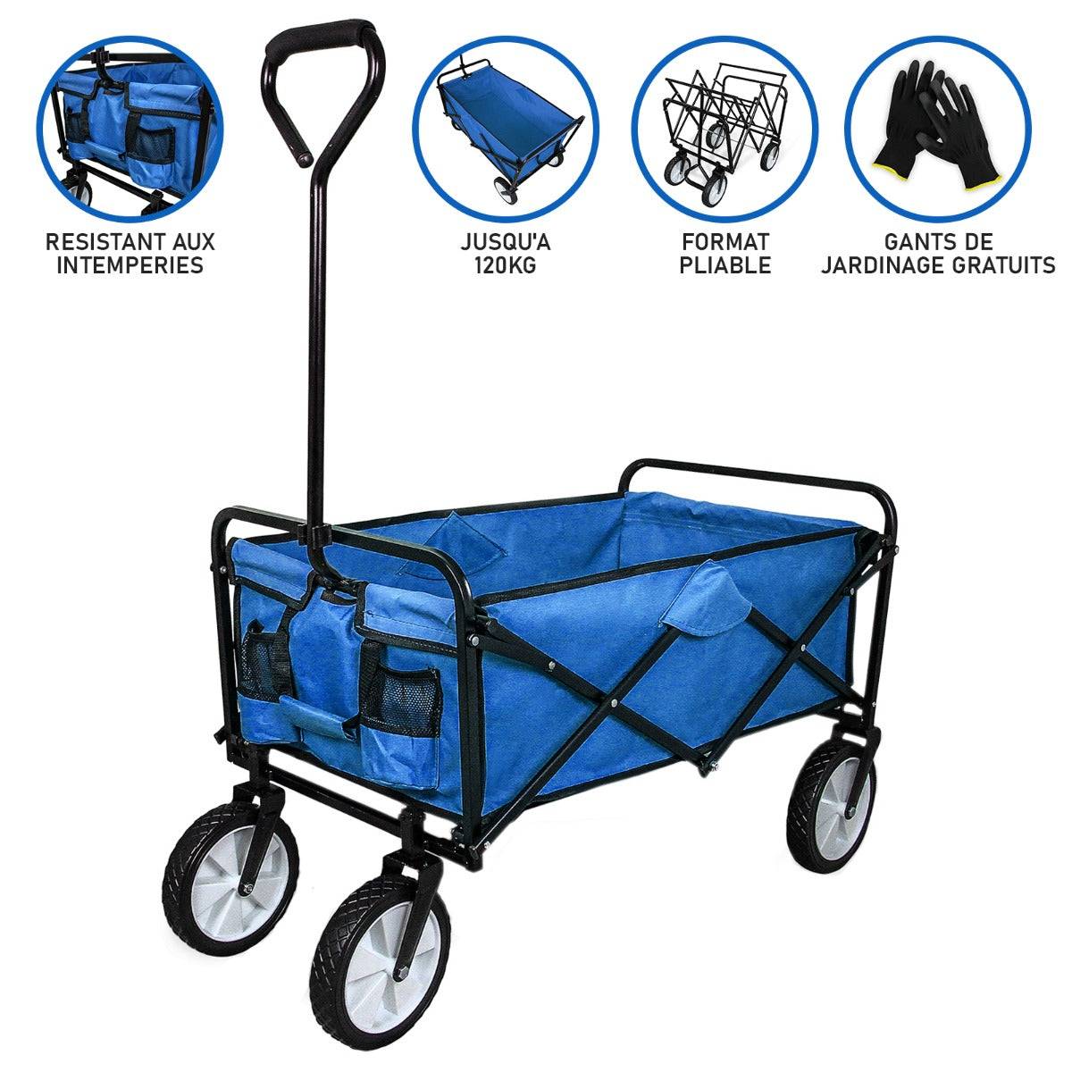 Monstershop - Chariot Pliable de Jardin – Bleu - Imagen 2