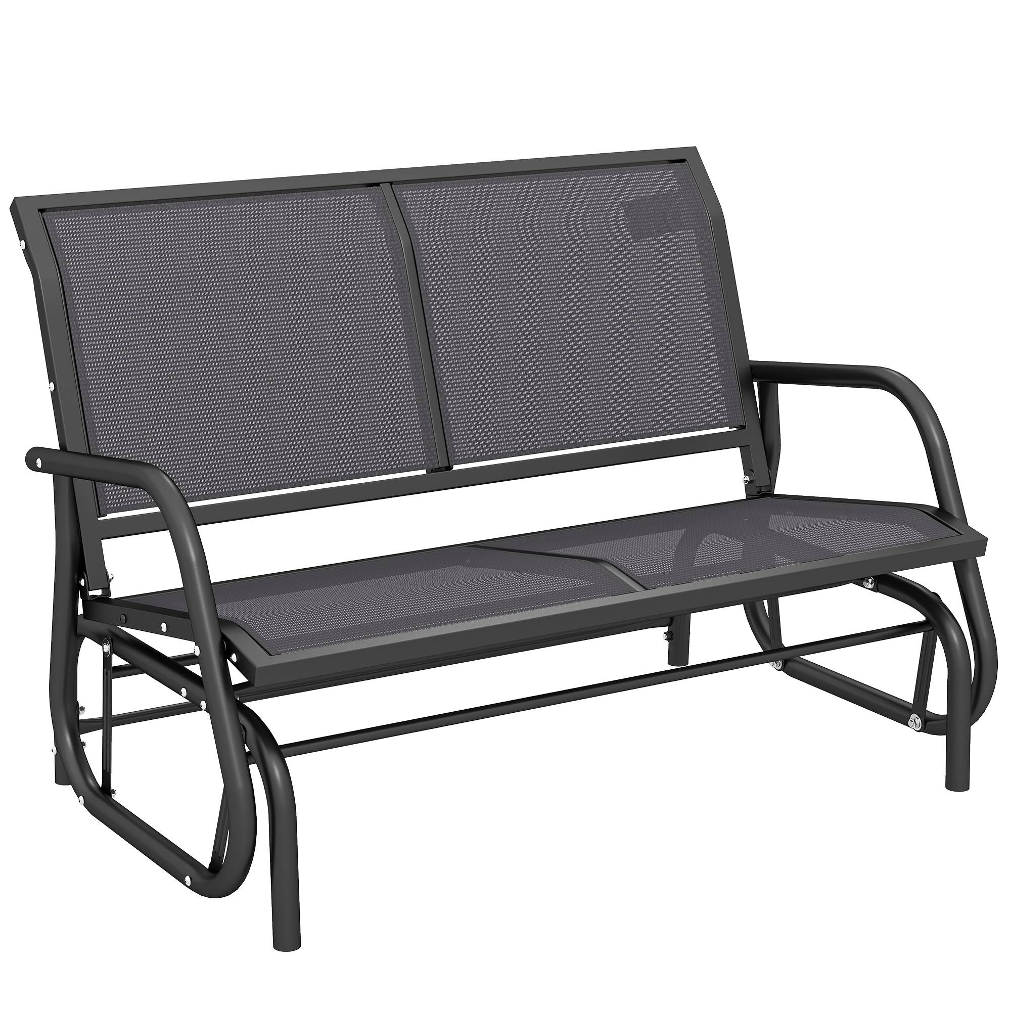 Banc à bascule métal balcon 2 places assise ergonomique textilène 120cm gris - ComfortXL Outdoor Living - Image 1