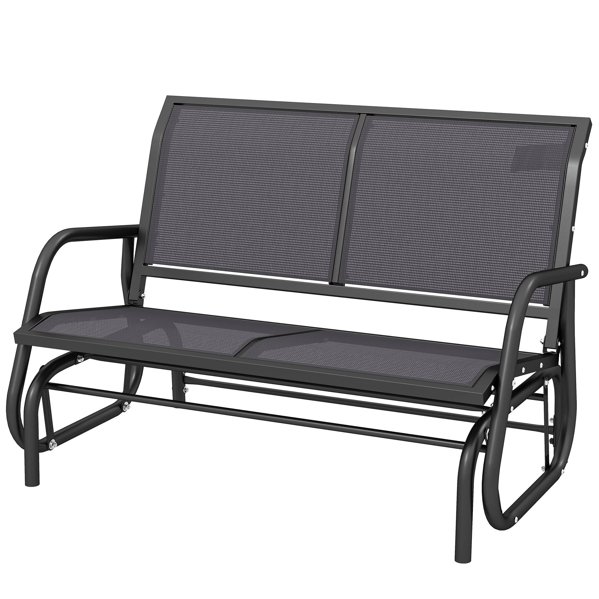 Banc à bascule métal balcon 2 places assise ergonomique textilène 120cm gris - ComfortXL Outdoor Living - Image 2