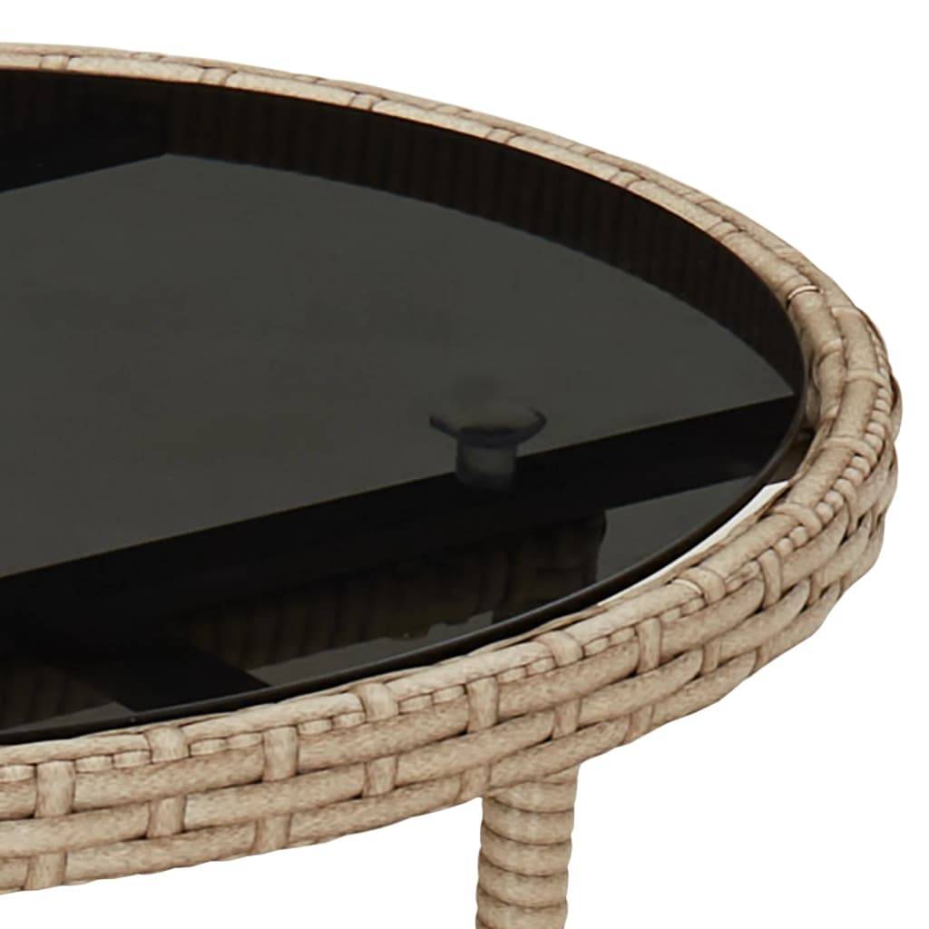 PANGIVO - Table de jardin beige résine tressée et verre trempé 60 x 75 cm - PANGIVO - Image 5