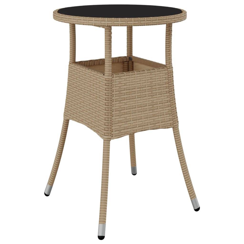 PANGIVO - Table de jardin beige résine tressée et verre trempé 60 x 75 cm - PANGIVO - Image 2