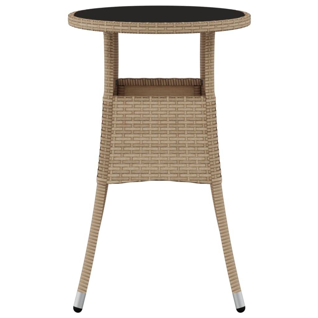 PANGIVO - Table de jardin beige résine tressée et verre trempé 60 x 75 cm - PANGIVO - Image 3