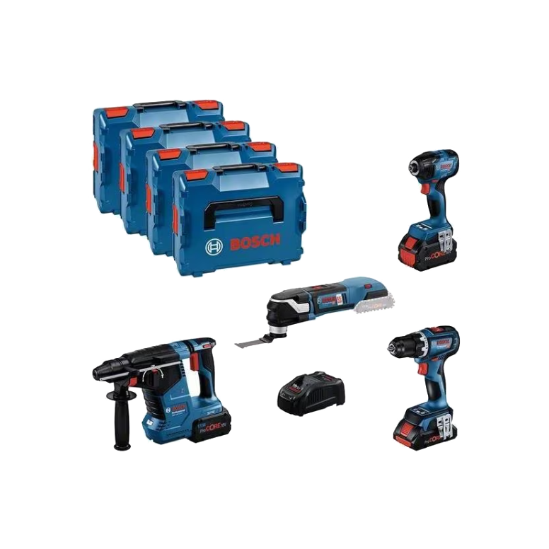 Bosch - KIT 4 outils 18V GSR/GDR/GBH/GOP BOSCH - avec 1 batterie 18V 4.0AH et 2 x 5.5 AH - chargeur - 4xL-Boxx - 0615990N34