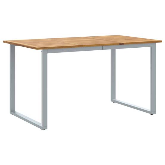 Table de Repas Jardin 140cm pour 4-6 Personnes, Plateau Bois d'Acacia et Pieds Acier Gris – ComfortXL Outdoor Living - Image 2